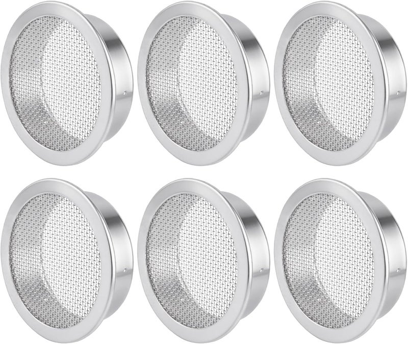 Verplexter 2-Inch Round Open Screen Vent, Mill Finish, 6 Pack - Image 1